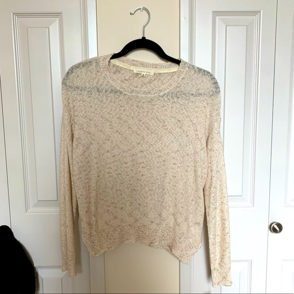 Sheer long sleeve cream top
